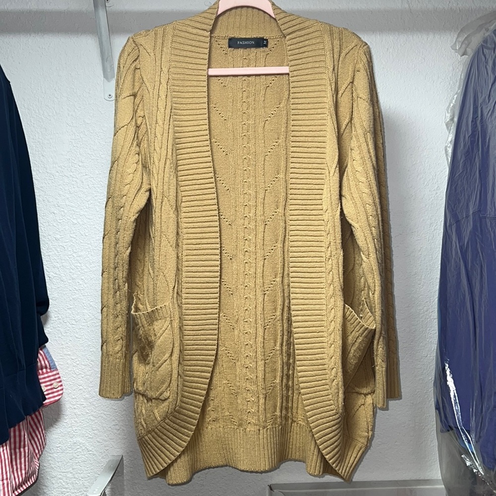 Fashion Cable Knit Open Front Cardigan